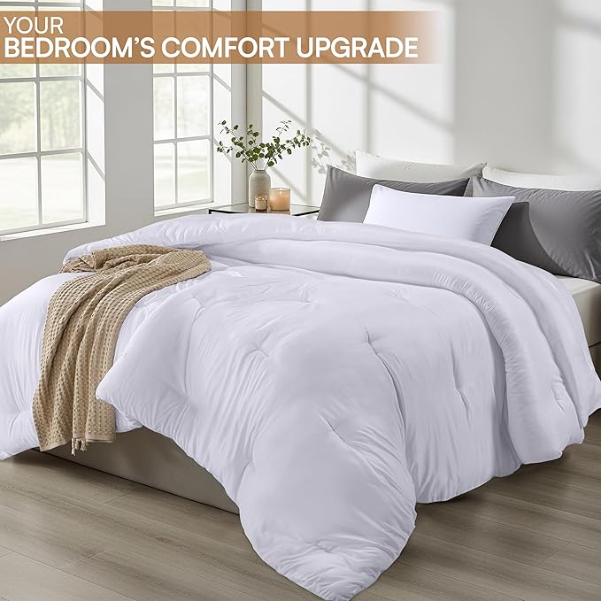 Utopia Bedding All Season Down Alternative Quilted Twin XL Comforter, Duvet Insert with Corner Tabs, Machine Washable, Bed Comforter (White)