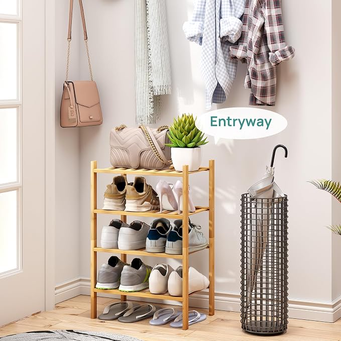 viewcare Small Shoe Rack, 6-Tier Shoe Shelf for Entryway, Bamboo Wood Shoe Rack for Closet & Hallway, Long 17.2IN | Beautiful | Functional | Sturdy | Durable - Image 2