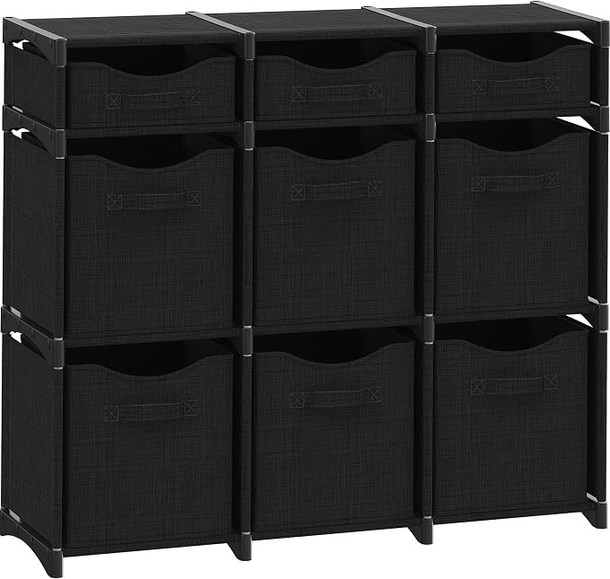 Cube Storage Organizer with Storage Bins Included - The Perfect Closet Organizers and Storage Solution. Includes 9 Storage Cubes, Great For Toy Storage, Closet Storage, Clothes Storage (Black) by Neaterize