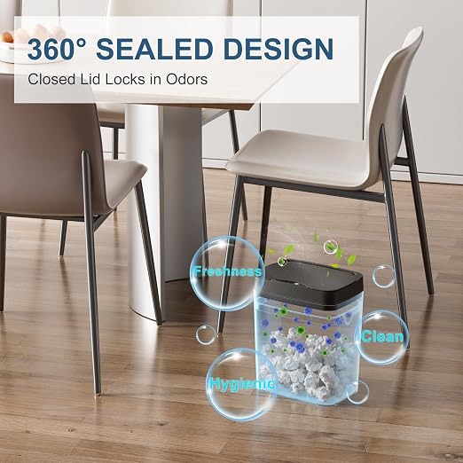 Vanpopubs 2 Pack 2.7 Gal Bathroom Trash Can with Lid, Automatic Trash Can Small Smart Garbage Can Touchless, Slim Motion Sensor Waterproof Plastic Trash Bins for Bedroom Office Kitchen Toilet Black - Image 6