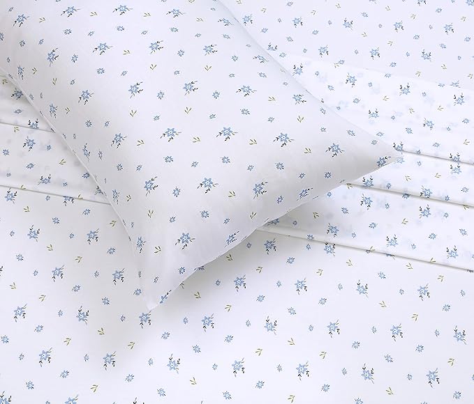 RUVANTI 100% Cotton Sheets – Split King Size Percale Bedding, Cooling & Breathable Floral Design, Durable with a Crisp, Soft & Comfortable Feel, 16" Deep Pocket, 5-Piece Set, Phulkari