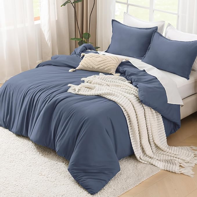 Litanika Comforters Twin XL Size Bluish Grey, 2 Pieces Lightweight Solid Bedding Set & Collections, All Season Fluffy Bed Set (68x92 Inches Comforter & 1 Pillowcase)