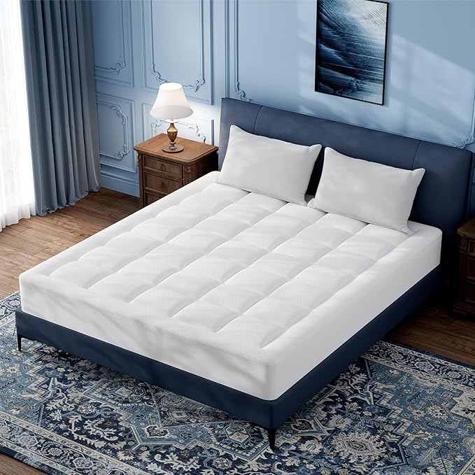 ELEMUSE Dual Layer 4 Inch Memory Foam Mattress Topper Twin Size, 2 Inch Cooling Gel Memory Foam and 2 Inch Soft Pillow Top Mattress Pad for Back Pain Relief