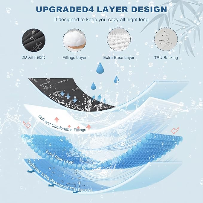 BEDLORE California King Size Waterproof Mattress Protector Viscose Derived from Bamboo, Soft Mattress Cover Fitted with Deep Pocket 6"-18", Breathable Noiseless Mattress Pad, Machine Washable(Gray)