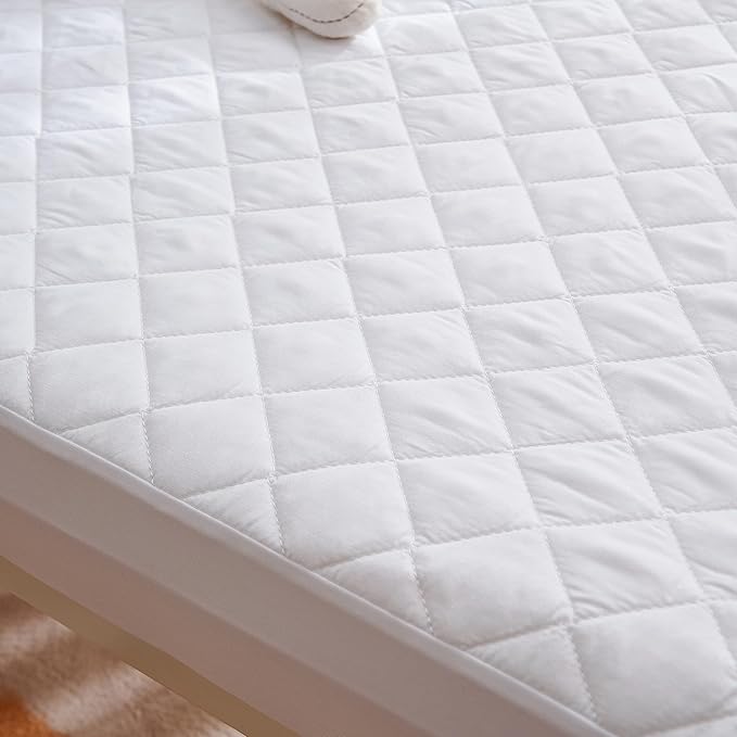 2 Pack Crib Size Waterproof Mattress Protector, Quilted Cooling Fitted Bed Mattress Cover Pad, Soft and Breathable Noiseless Machine Washable, Vinyl Free (Crib Size) (2 Pack)