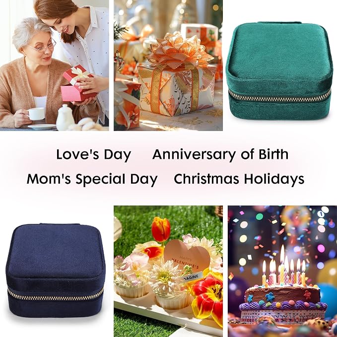 Plush Velvet Travel Jewelry Box for Women & Girls - Small Portable Organizer, Storage Case for Rings, Earrings, Necklaces & Bracelets – Ideal Gift for Travel & Occasions (Green) - Image 6
