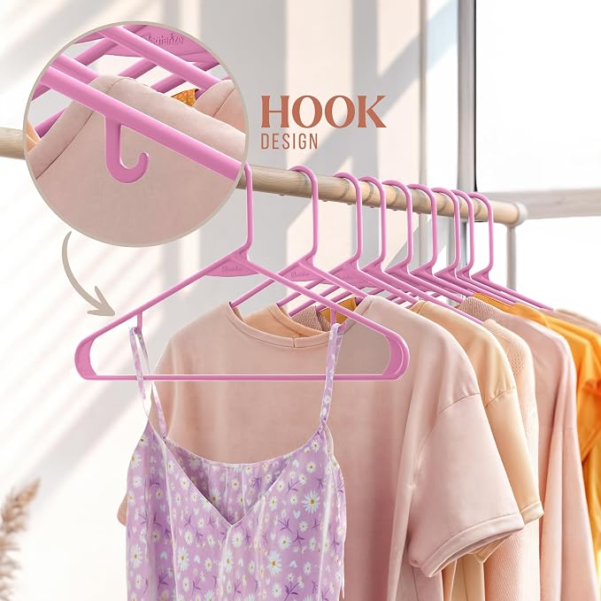 Plastic Hangers 20 Pack Pink - Clothes Hangers - Makes The Perfect Coat Hanger and General Space Saving Hangers for Closet and New Apartment Essentials - Percheros Ganchos para Colgar Ropa Hangars - Image 5