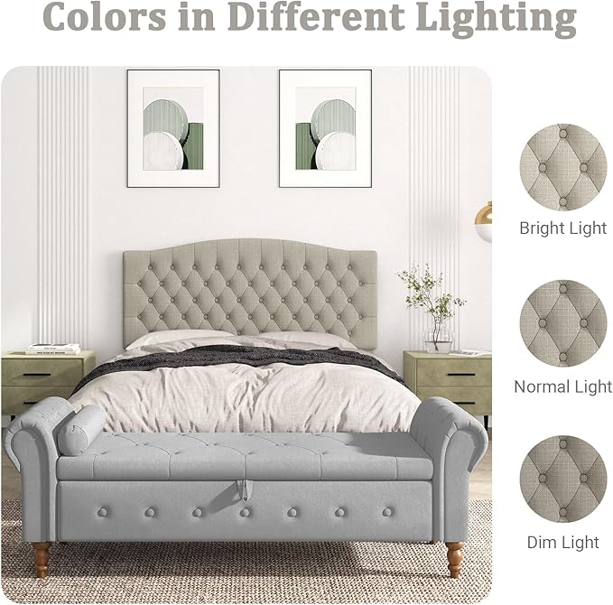 Befurtori Queen Headboard Only, Upholstered Headboard for Adjustable Bed Linen Tufted Queen/Full Size Wall Mounted Head Board Easy Assembly Comfort and Style, Linen