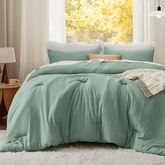 Bedsure King Comforter Set, Sage Green Soft Prewashed Bedding for All Seasons, 3 Pieces GentleSoft™ Bed Set, 1 Lightweight Comforter (104"x90") and 2 Pillowcases (20"x36")