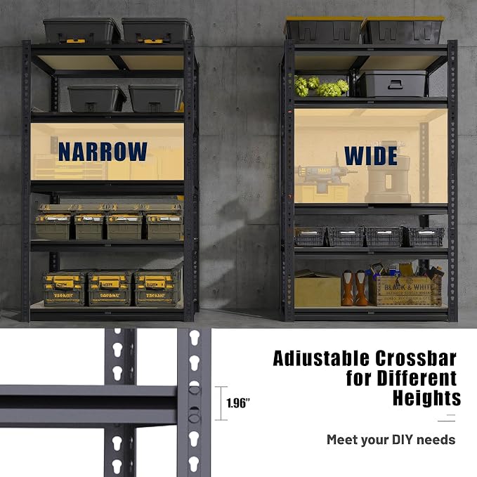 Garage Storage Shelves 72'',Ajustable Garage Shelving Units, Storage Shelves Heavy Duty, Metal Shelving for Basement, Warehouse, Workshop, Pantry, Closet, 2400 LBS, 16" D x 35.5" W x 72" H - Image 7