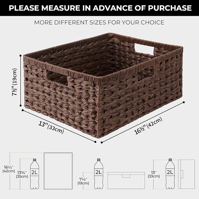 GRANNY SAYS Large Wicker Basket, Decorative Woven Basket for Storage, Waterproof Storage Basket Organizer, Wicker Storage Basket for Organizing, Brown Basket, 1-Pack - Image 4