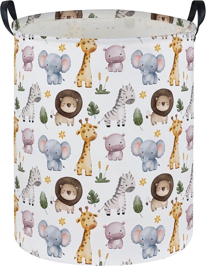 Kids Laundry Basket Animal Hamper for Nursery Boy and Girl Cute Kids Toys Storage Bin Organizer Room Decor for Home(Zoo) by DDBASKET