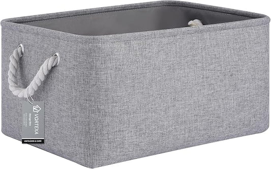 Large Storage Baskets- 15.7x11.8x8.26 inch Storage Bins for Shelves and Closet Organizing, Foldable Fabric Bin for Home Organization Clothes and Laundry (1-Pack, Gray) by VQRTEXAStorageBasket
