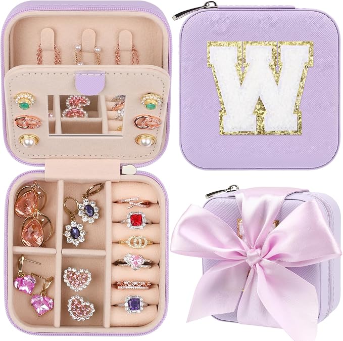 CHMI Travel Jewelry Case, Purple Travel Jewelry Box, Travel Jewelry Organizer, Travel Gifts for Women Girls, Jewelry Organizer Box, Birthday Gifts for Women, Christmas Gifts for Teens Girls - W by CHMI