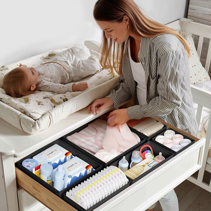 DIMJ Drawer Organizer Clothes Storage - 20 Pack Baby Dresser Organizer for Nursery, Foldable Closet Drawer Organizer Bins for Bedroom Organization, Fabric Storage Dividers for Socks, Underwears, Bras - Image 3