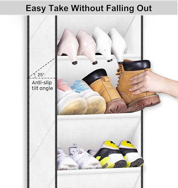 SLEEPING LAMB Over The Door Shoe Organizer for Closet, Kids Sneaker Storage for Hanging Shoe Rack for Door with Large Deep Pockets for Toddler, Girl, Baby Room Decor, White - Image 5