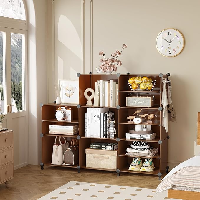 AWTATOS Closet Organizer 8 Cube Storage Shelves Clothes Organizers Closet Storage Stackable Cubby Shelving for Closet Bedroom Living Room Office Cocoa Brown - Image 4