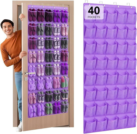 40-Pocket Over the Door Shoe Organizer - Large Mesh Pocket Hanging Shoe Organizer,Behind the Door Shoes Storage Holder Hanger by Unknown