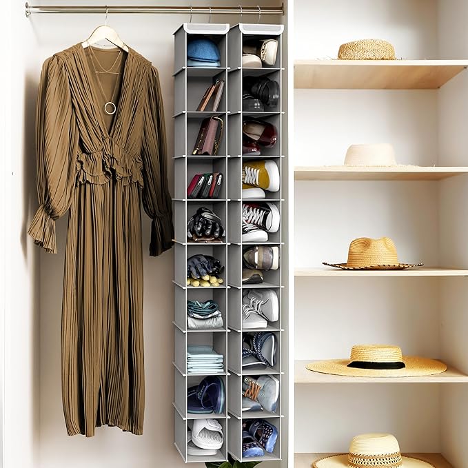 Simple Houseware 2 Pack 10 Shelves Hanging Organizer, Gray - Image 7