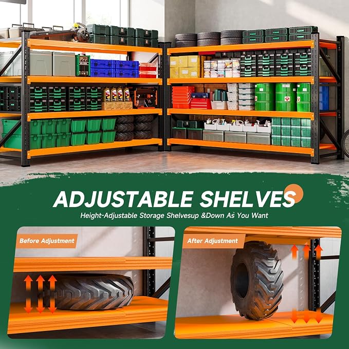 Letaya 71.3" W Metal Storage Shelves,5000LBS Heavy Duty Garage Shelving Units, 4 Tier Adjustable Utility Rack Shelf,Large Industrial Shelves,for Shop,Warehouse,Basement (71.3" W x 24" D x 70" H) - Image 4