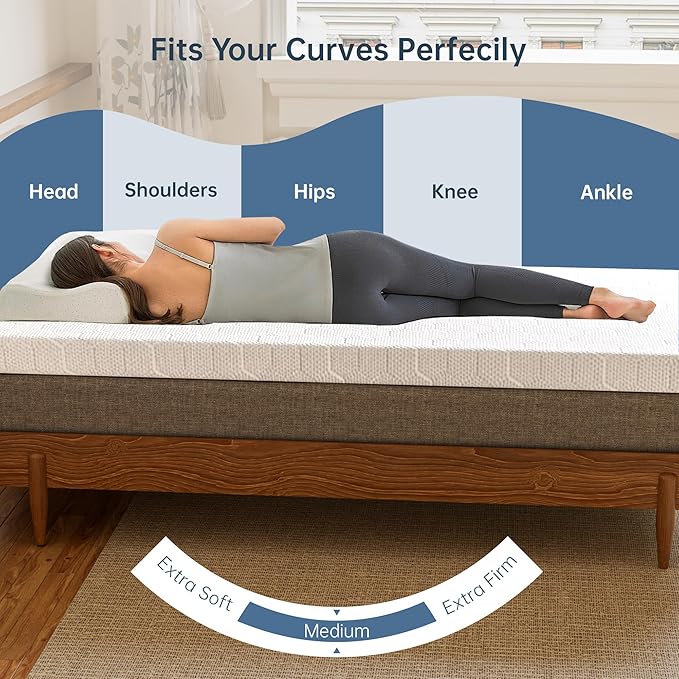 Twin Memory Foam Mattress Topper Ventilated Soft with Removable Cove (3 Inch White, Twin)
