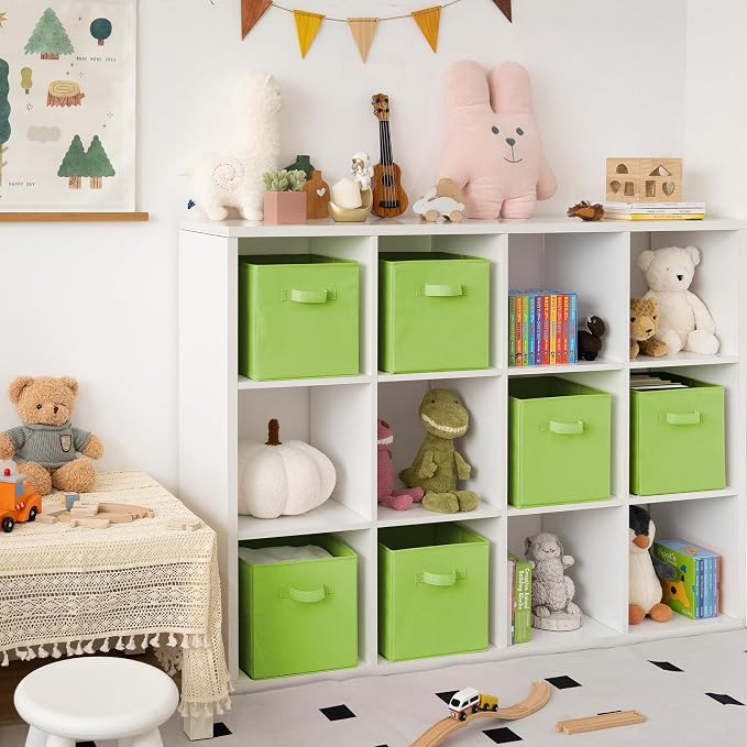 GRANNY SAYS Cube Storage Bins, 11 Inch 6 Pack Cube Storage Organizer, Foldable Fabric Storage Bins with Handle, Storage Baskets for Shelves, Closet, Light Green - Image 2