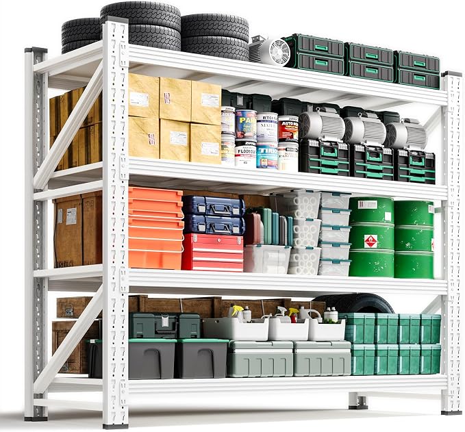 Letaya 3000LBS Storage Shelves Heavy Duty,70" H Garage Shelving Units, 4 Tier Adjustable Utility Rack Shelf,Large Metal Industrial Shelves,for Shop,Warehouse,Basement (48" W x 24" D x 70" H) by LetayaMetalCabinets