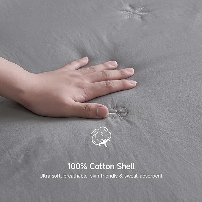 Simple&Opulence Queen Size Mattress Pad Protector, 100% Cotton Top Cooling Breathable Quilted Mattress Cover Fitted Sheet Stretches up to 16 Inches Deep Pocket Non Slip Soft Bed Pad Topper-Dark Grey