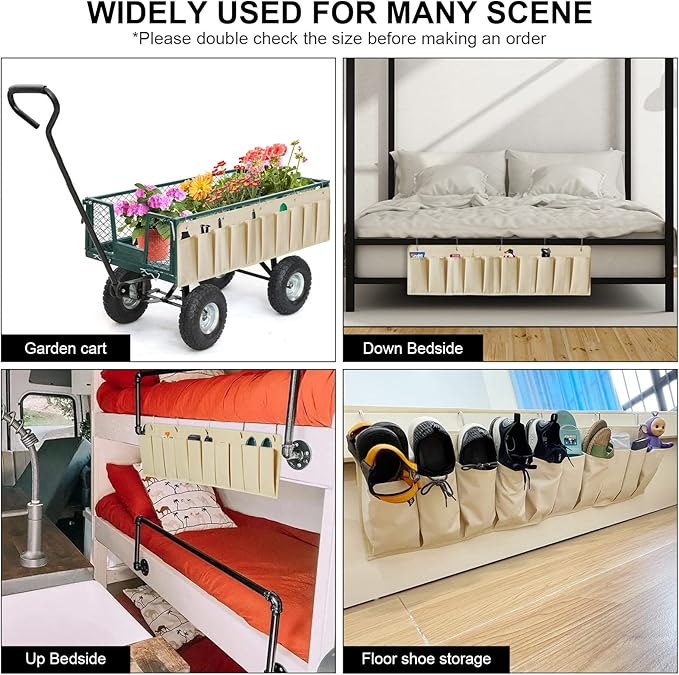 RVZONE RV Shoe Pockets 10 Pockets Heavy Hanging Bedside Storage Organizer with Sturdy Hooks Storage Pockets Hangs on bed for Shoes Toys and Tool Accessories - Image 5