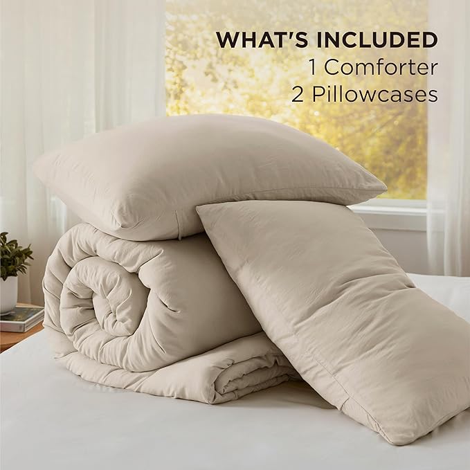 Bedsure California King Comforter Set, Sand Soft Prewashed Bedding for All Seasons, 3 Pieces GentleSoft™ Bed Set, 1 Lightweight Comforter (104"x96") and 2 Pillowcases (20"x36")