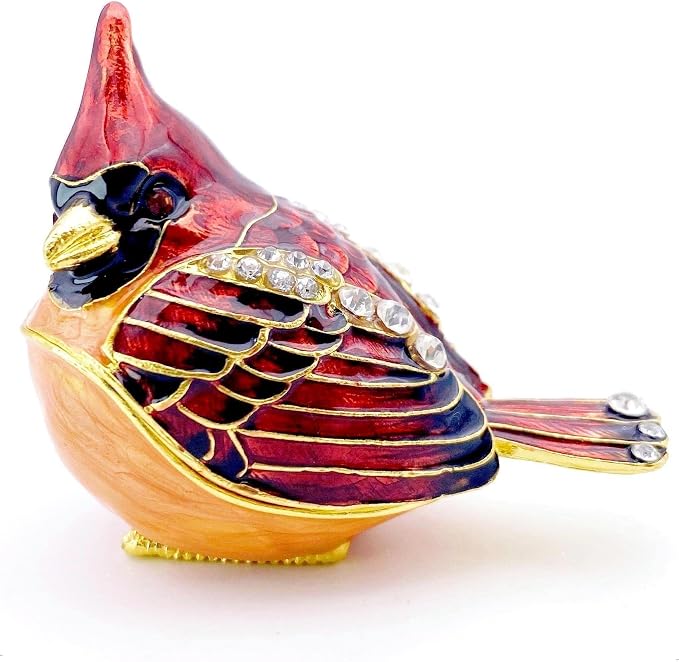 Elegant Cardinal Bird Jewelry Trinket Boxes Hinged .Keepsake Ring Box Necklace Earrings Organizer.Cardinals Gifts for Women Bird Figurines Home Decor. by JWTAstyleHomeDecorGifts