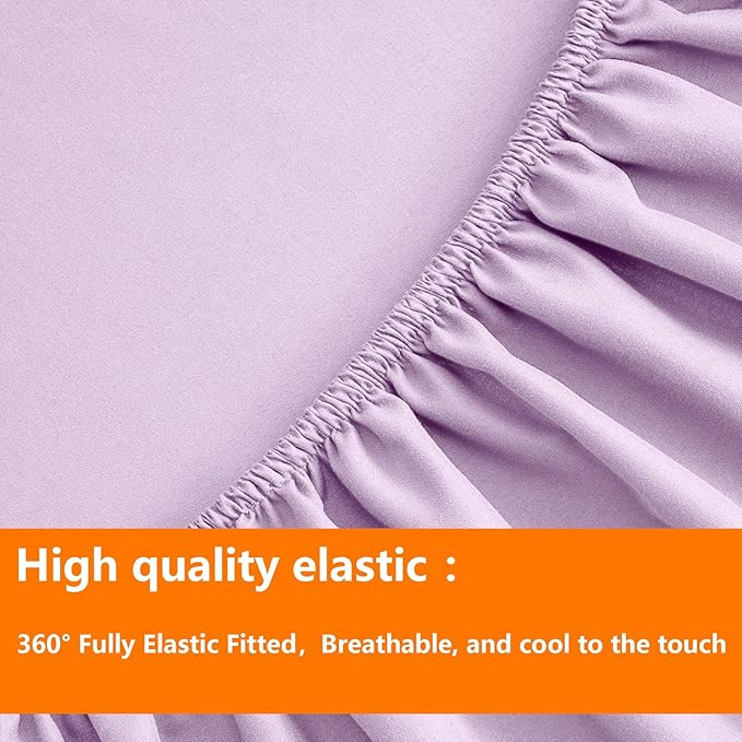 TAIMIT Light Purple Full Size Comforter Set - 7 Pieces, Bed in a Bag Bedding Sets with All Season Soft Quilted Warm Fluffy Reversible Comforter,Flat Sheet,Fitted Sheet,2 Pillow Shams,2 Pillowcases
