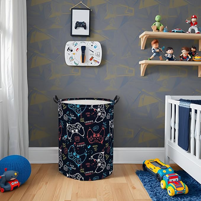 HIYAGON Game Laundry Basket Boys Kids Baby Laundry Hamper Dirty Clothes Organizer Toy Storage Bin Nursery Hamper for Bedroom Room Decor(Game) - Image 4