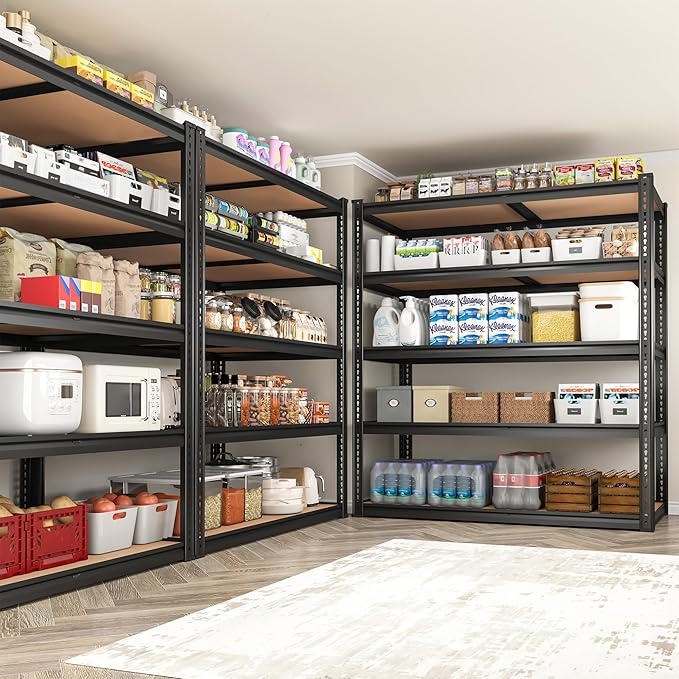 ROOMFAVE 40" W Garage Shelving 2300LBS Storage Shelves Adjustable Metal Shelving 5 Tier Garage Utility Rack Shelf for Warehouse, Pantry, Closet, Kitchen 72.2" H x 40" W x 20" D, Black,Gift - Image 2