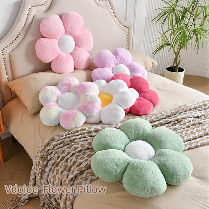 Pink Flower Pillow，23.62In Floor Pillow Cushion Flower Shaped Throw Pillow Cute Flower Seating Cushion Home Decorative Pillows for Sofa Couch Bed