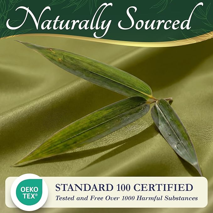 DECOLURE 100% Viscose Derived from Bamboo Sheets King Size - Luxury 6 Pc Naturally Cooling Sheets, Ultra Soft Bed Set - Deep 17" Pockets, Durable Double Stitching, Oeko Tex Standard (Light Olive)