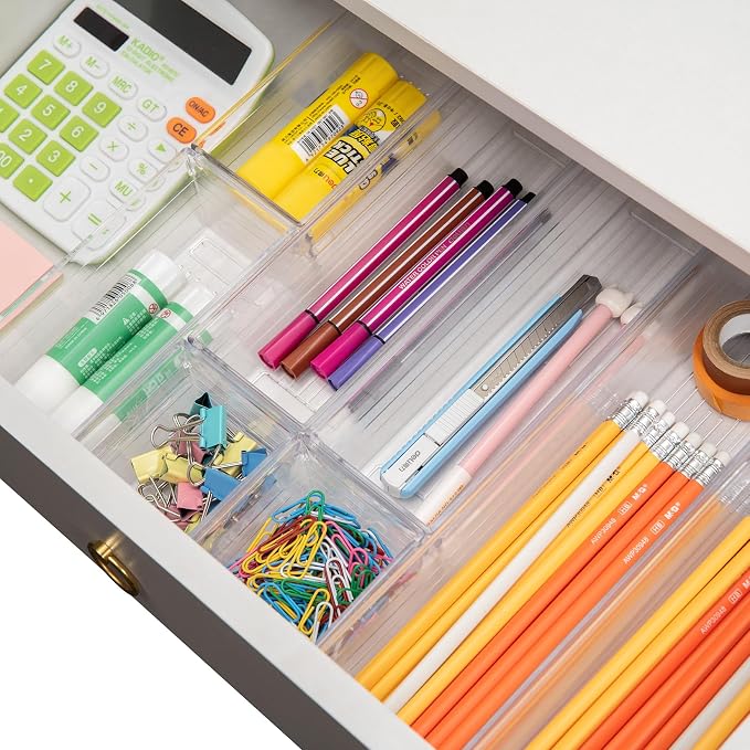 Backerysupply Clear Plastic Drawer Organizer Tray for Vanity Cabinet (Set of 10),Storage Tray for Makeup, Kitchen Utensils, Jewelries, and Gadgets - Image 4