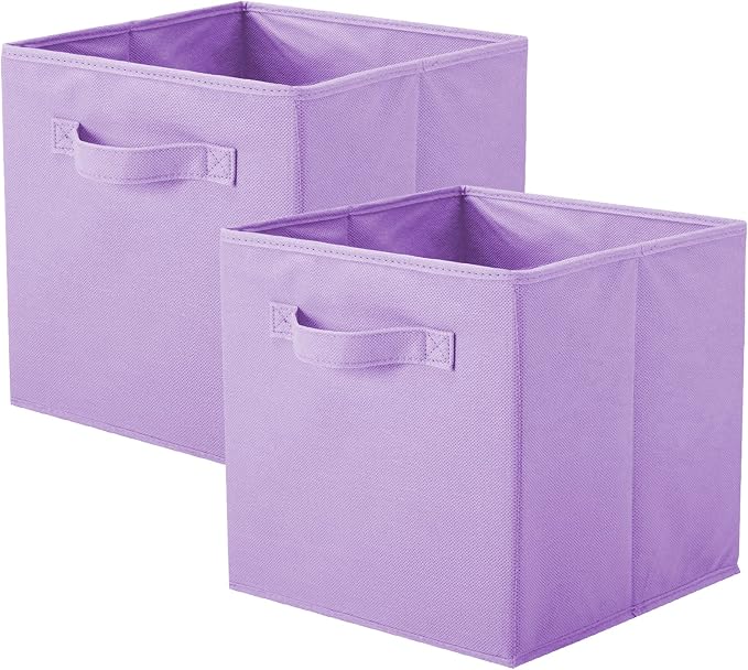 ShellKingdom Storage Bins, Foldable Fabric Storage Cubes And Cloth Organizer Drawer For Closet And Toys, 2 Pack (Lavender) by ShellKingdom