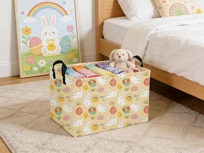 Rectangle Easter Baskets Kids Baskets Cute Storage Bin Organizer Box for Room Decor Gift Basket - Image 3