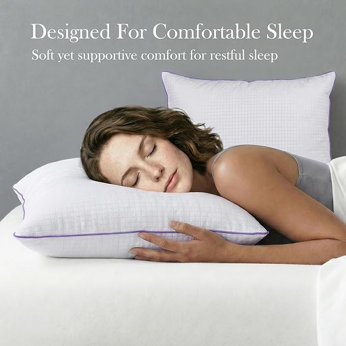 Standard Pillows Set of 2 – Bed Pillows for Sleeping, Down Alternative Pillows, Soft Yet Supportive, Maintains Loft, Hotel Quality, Machine Washable