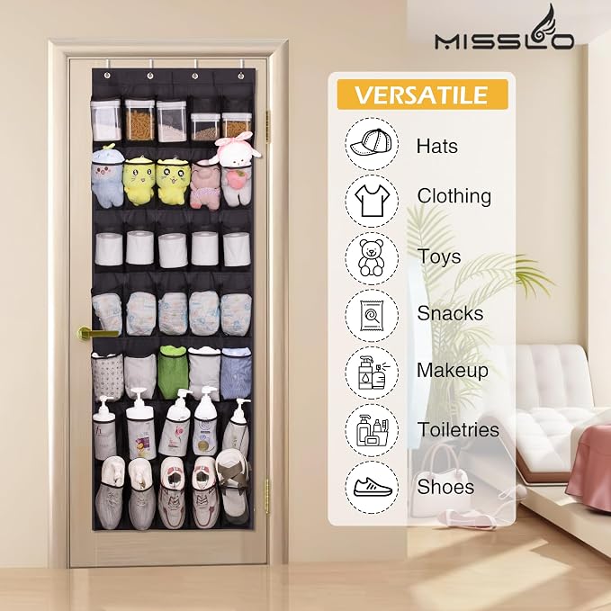 MISSLO 35 Large Pockets Over the Door Shoe Rack for Door Sturdy Oxford Over the Door Shoe Organizer Closet Hanging Shoe Holder Hanger - Image 7