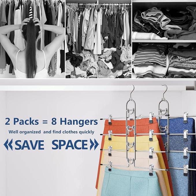 Pants Hangers With Clips, Newly Upgraded Detachable Space Saving Hangers for Skirts, Shorts & Trousers with Non slip clip,Heavy Duty Skirt Hangers - Hanging Closet Organizer And Storage,Patent Pending - Image 3