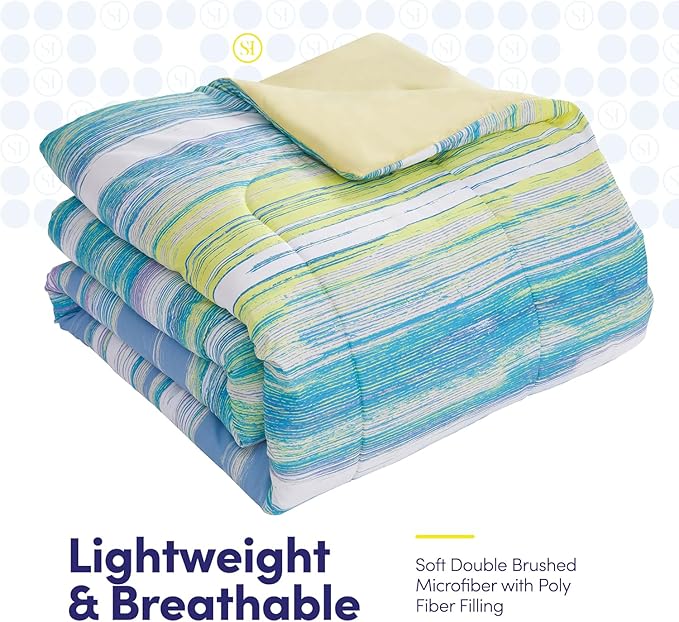 Sweet Home Collection 7 Piece Comforter Set Bag Solid Color All Season Soft Down Alternative Blanket & Luxurious Microfiber Bed Sheets, Sorento, King