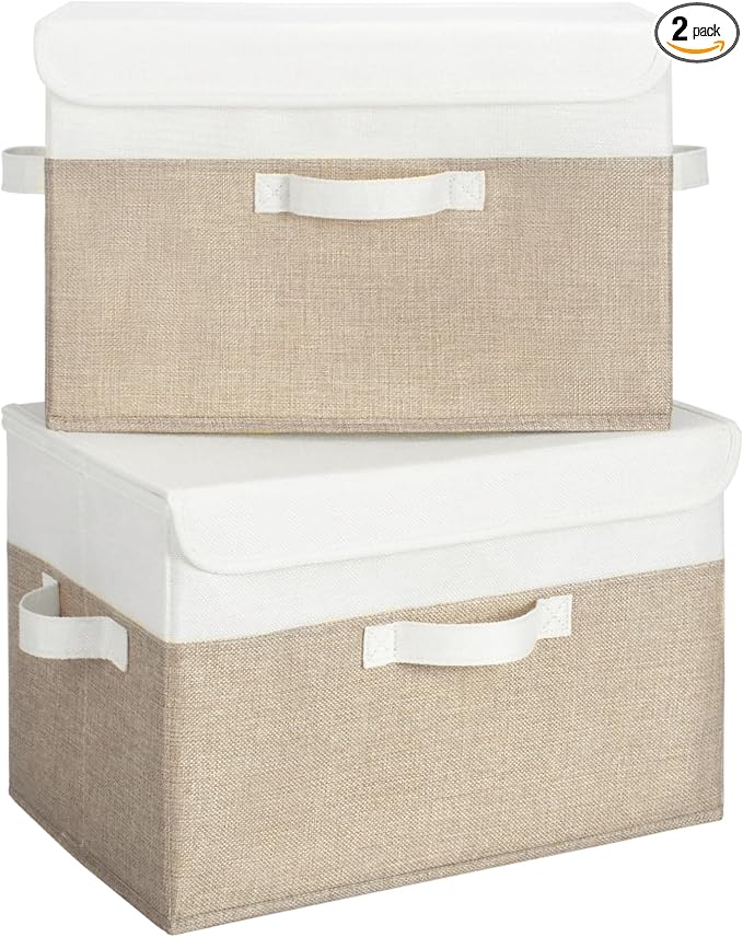 GRANNY SAYS Storage Bins with Lids, Decorative Storage Boxes, Clothes Stoarge Bins, Shelf Baskets, Closet Storage Bins for Clothing, Collapsible Storage and Organization, 2-Pack by GRANNYSAYS