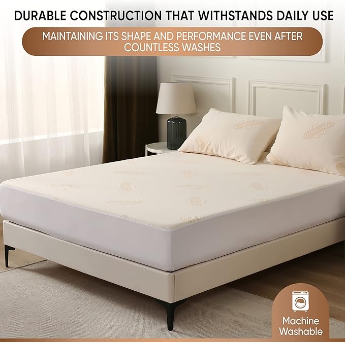Waterproof Organic Mattress Protector King Size – Soft OCS Certified Organic Cotton Surface Mattress Cover – Noiseless & Breathable 250 GSM Mattress Pad – Deep Pocket Fitted Design