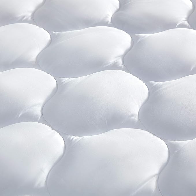 SLEEP ZONE Quilted Fitted Queen Mattress Pad Cover - Soft Fluffy Pillow Top Bed Mattress Topper Deep Pocket 8-21 inch, Queen