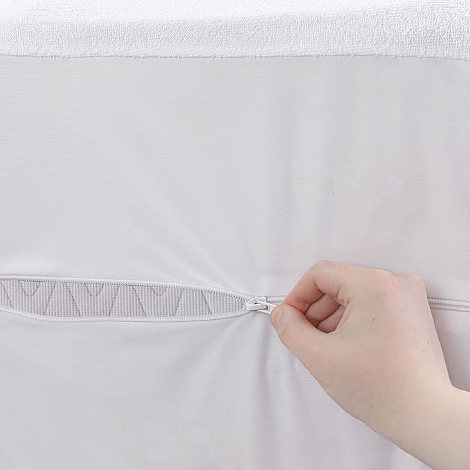 Masirs Zippered Mattress Encasement - Waterproof, Breathable, Noiseless, Machine Washable, Soft Terry Top for Comfortable Night Sleep. (Twin)
