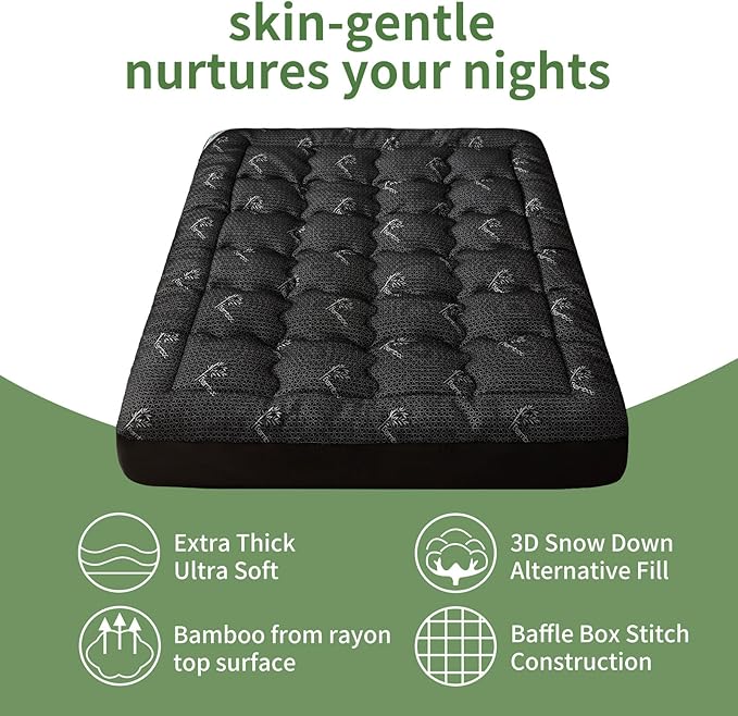 Premium 100% Waterproof Twin Mattress Topper, Breathable Mattress Pad, Rayon from Bambo Bed Protector, Deep Pocket Sheet Cover 8"-21"