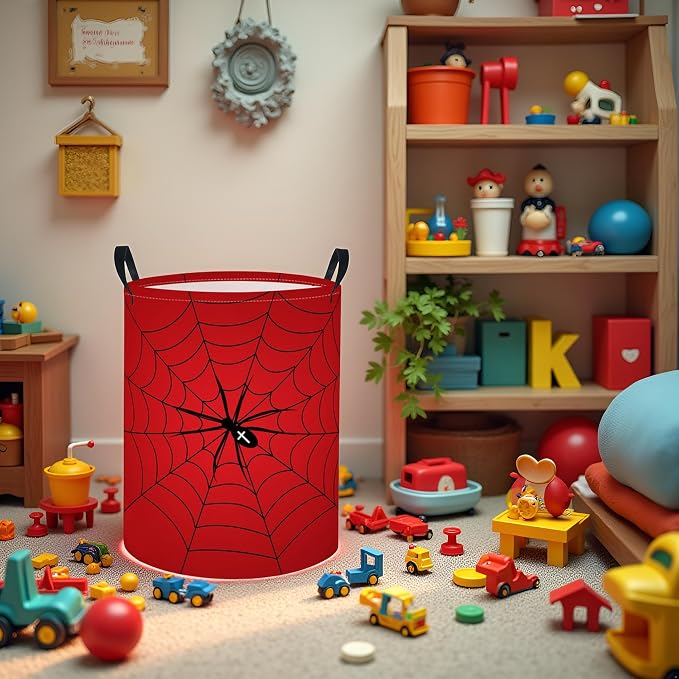 Baby Laundry Basket Baby Nursery Hamper Kids Laundry Basket Toy Storage Bin for Boys Room Decor Gift Baskets for Bedroom Bathroom(Spider Web) - Image 5