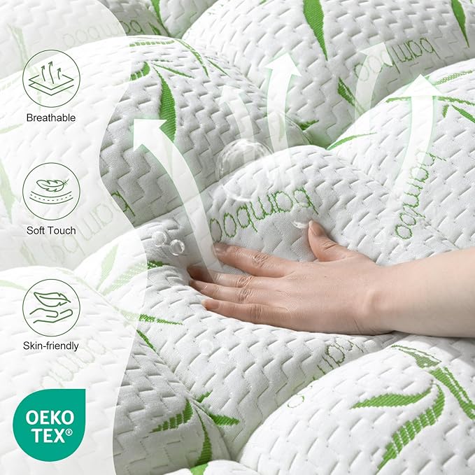 3 Inch Mattress Topper King Size - 1500GSM 3D+7D Down Alternative Fill,Viscose Made from Bambu Cover,Cooling Extra Firm Pillow Top Mattress Pad for Back Pain with 6"-18" Deep Pocket (78"x80")